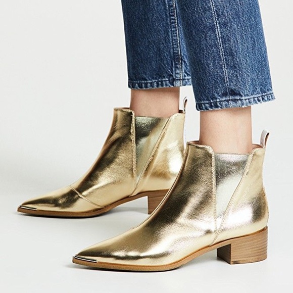 ACNE STUDIO JENSEN METALLIC LEATHER ANKLE BOOTS - Picture 1 of 9